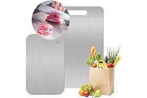 HWJPDMBD Titan Schneidebrett, 2 Pcs Schneidebrett Edelstahl, Titan Chopping Board, Schneidebrett Metall, Doppelseitiges Schneidebrett in Lebensmittelqualität, Auch als Nudelbrett, Backbrett,Teigbrett
