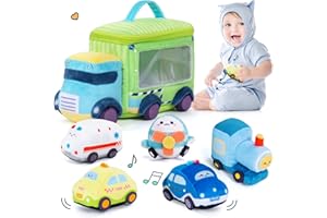 OUOZZZ Jouet Peluche-Jouets de Voiture en Peluche，Pack de 6 Jouets pour Bébé avec Sons，Jouet Sensoriel Cadeau Bébé pour Garçons Filles 1 2 3 Ans,24 cm