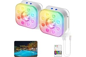 ‎HL HL Underwater Light with Remote Control, RGB LED Floating Pool Lighting, Pool Magnetic Lighting, Pool Lights for Swimming Pool, Pond Lighting, Fountain, Pond, Aquarium, Party Decoration, Pack of 2