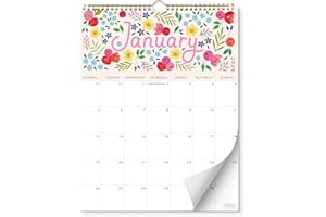 SWEETZER & ORANGE S&O Five Color Floral Wall Calendar from January 2026-June 2027 - Tear-Off Monthly Calendar - 18 Month Academic Wall Planner - Hanging Organizer to Track Anniversaries & Appointments - 13.5"x10.5”in