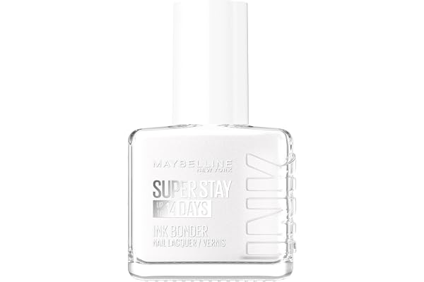 Maybelline New York - Vernis à Ongles Coloré Longue Tenue - Couleurs Intenses et Pigmentées - Renforce les Ongles Abîmés - Superstay Ink Bonder - Teinte : Blanc Nacre 77-12 ml
