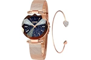 CIVO Orologio Donna Acciaio Inossidabile Set Orologi Donna Analogico Elegante Polso Orologio Stelle Donna Orologio Bracciale Donna Quarzo Regalo Donna