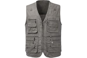 KTWOLEN Hombres Chaleco de Pesca Secado Rápido Respirable Ligero Chaleco con Multibolsillos para Pesca Fotografía Caza Cámping Viajes