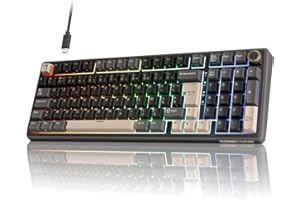 RK ROYAL KLUDGE R98 Pro Clavier Mécanique Filaire, Clavier Gamer 96% AZERTY, Rétroéclairage RGB, Touches PBT, Gasket Structure, Molette de Volume, Hot-Swap Switch Creamy Linéaire Pré-lubrifié