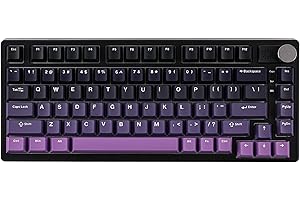 EPOMAKER HE75 Tastiera Magnetica senza fili con Modulo Manopola Modificabile, Tastiera da Gioco a Effetto Hall con Innesco Rapido, Tastiera 2,4 ghz/Bluetooth con Batteria 4000mah (Nero Viola)