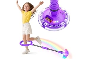 JOFUNI Springring Fußkreisel für Kinder mit Zähler, Timer, Kalorienzähler, Geburtstagsgeschenke für Mädchen ab 6 7 8 9 Jahren, Batteriebetriebenes, Swing Wheel Outdoor Sportspielzeug für Mädchen 6-12 (Lila)