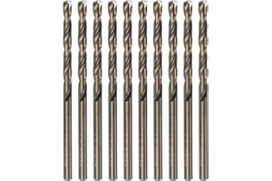 QUARKZMAN 10pz Punte da Trapano Jobber Cobalto 3,3mm / 0,13" Acciaio ad Alta Velocità HSS M35 Utensile Punta Elicoidale per Acciaio Inossidabile Rame Legno Plastica e Altri Materiali Duri