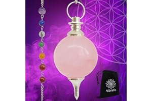 VIBRATIS Pendule Divinatoire en QUARTZ ROSE - Pendule de Radiesthésie Universel avec Chaîne 7 Chakras [𝐒𝐚𝐭𝐢𝐬𝐟𝐚𝐢𝐭 𝐨𝐮 𝐑𝐞𝐦𝐛𝐨𝐮𝐫𝐬𝐞 𝐚 𝐕𝐈𝐄] (QUARTZ ROSE b)