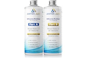 ANTEK ART Kit de Fabricación de Moldes Silicona - Líquida Translúcida - Proporción 1:1 - Auto desgasificación, Curado Rápido – para Moldes de Resina, Fundición, Joyería, Manualidades (1100g Kit)