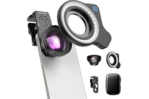 APEXEL HB100 Ultra-HD Handy-Makroobjektiv F1.05 mit mit 45 Fülllichtmodi und AF-Beschichtung,Handy Objektive Passend für iPhone, Samsung, Pixel Smartphones