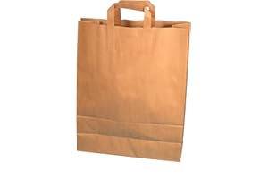 PRO DP 250 Paper Carrier Bags Paper Bags Shopping Bags Organic Carrier Bags Brown Kraft with Paper Flat Handle Various Sizes, brown, Casual
