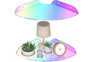 Sezanrpt 7x7 Inch Corner Shelf Wall Mount Set of 2, Iridescent Corner Wall Organizer Shelf for Bathroom, Kitchen, Bedroom, Living Room, Dining Room, Office