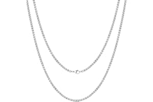 AFSTALR Maille Spiga Blé Chaine for Homme Collier Acier Inoxydable Chaine Argent Homme 3mm Longueur 46/51/55/61/66cm