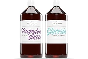 ‎BELISSIA Belissia Glycerin (VG 99,5%) 1000ml E422 + & Propylenglykol (PG 99,9%) 1000ml E1520 | Laborqualität, Kosmetik, Pharma, Lebensmittel, Vegan