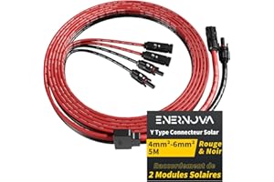 enernova Y Type Connecteur Solar, 4mm²-6mm² Y Connecteurs Câble Solaire, IP68 Étanche Câble Panneau Solaire, 30A DC1500V pour Panneaux Connectés en Parallèle