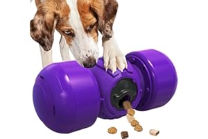 PTUI Interactive Dog Toys, Rolling Dog Treat Dispenser Slow Feeder Funny Giggle Dog Enrichment Toy Dog Puzzle Toys Improve IQ Dog Treat Toy for Boredon Medium Large Dogs Indestructible (Purple)