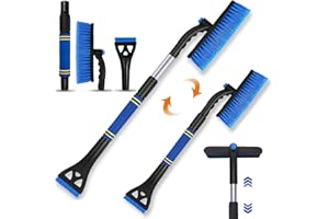 Tuofang Auto Eiskratzer, 3 in 1 Eiskratzer Auto mit Besen, 64-80cm Auto Eiskratzer mit Eisbrecher Funktion, für PKW, LKW und SUV