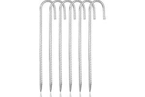 bssmmai Heavy Duty Trampoline Tents Anchor Ground Pegs, Pack of 6 12 Inch Heavy Duty Tent Pegs, Galvanised Rust-Proof Ground Spike,Solid Steel Ground Anchor for Trampolines Camp Garden Shed Swings