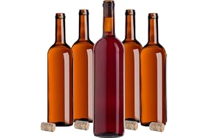 KADAX Vinflaskor 750 ml, 30 stycken, tomma glasflaskor med kork för vin, likörer och sprit, flaskor för fyllning, likörflaskor av glas
