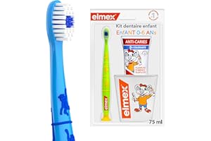 elmex - Children's dental kit 0-6 years - Children's toothbrush - Children's toothpaste 0-6 years with Olafluor amine fluorid