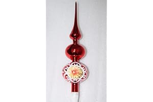 CHRISTBAUMKUGELN-24.DE Weihnachtsbaumspitze Groß 35cm in Hochglanz Vintage Style Baumspitze Spitze Tannenbaumspitze Christbaumspitze Weihnachtsbaum Christbaum Tannenbaum Christmas Tree Top