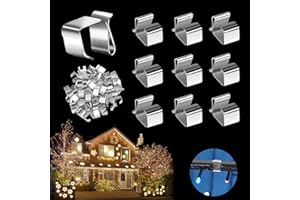 RHQFDM 60Pcs Ganci per Grondaia Luci di Natale Clip per Luci Natalizie in Acciaio Inox All'aperto Mini Ganci per Grondaie Luci Natalizie Ganci per Grondaie per Strisce Luminose Decorative per Esterni