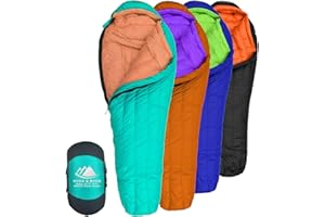 Hyke & Byke Eolus 800 Saco de Dormir de Plumón Ultraligero Momia -10ºC y -15ºC - Saco de Dormir Adulto con Base ClusterLoft - Camping Accesorios Bajas Temperaturas para Senderismo y Camping