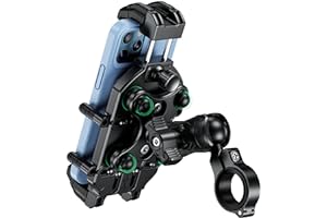 BRCOVAN Motorrad Handyhalterung mit Vibrationsdämpfer, Diebstahlsichere Handy Motorradhalterung, Verstellbar 360° Drehbar Lenker Halte für Motorrad, Fahrrad, Roller, ATV, für 5,4-7,2 Zoll Smartphone