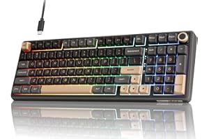 RK ROYAL KLUDGE R98 Pro Mechanical Keyboard, 96% Wired Gaming Keyboard RGB Backlit with Number Pad and Volume Knob, Gasket Mount, MDA Profile US Layout PBT Keycaps, Hot Swap Pre-lubed Linear Switch
