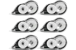 Yoosso 6 rolek korekcyjnych, 12 m x 5 mm, taśma korekcyjna, mysz korekcyjna z nasadką ochronną, korektor, dla dzieci, uczniów, studentów, biura, domu, przybory szkolne (czarne)