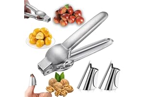 BSTDAYEVER Abridor Castañas Seguro Abridor Castañas Acero Inoxidable la Oxidación Chestnut Cutter mit 2 Herramientas Dedos Corta Castañas 17.5x5.2cm para Castañas Nueces Avellanas y Otros Frutos Secos
