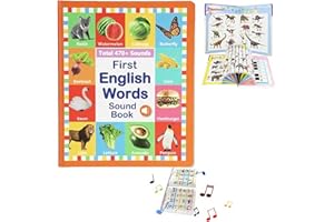 BOBETY My First English Sound Toy,English Words Speaking Book,470+ Words, 21 Themes, Fun Word Game, Juguete Educativo for Educational Language,Alphabet Sound Book (A)
