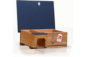 Riverside Woodcraft Hedgehog House Golden Brown With Anti Bacteria Coating | Predator and Cat Proof Outdoor Habitat, Feeding Station and Home | Eco Friendly Roof And Solid Wood Floor