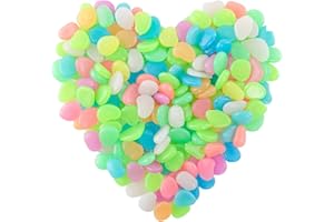 Halcyerdu 200 Stücke Leuchtende Kieselsteine, Fluoreszierende Steine, Leuchtsteine Bunt,Nachtleuchtende Steine, für Aquarium Garten Dekoration