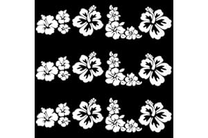 GORGECRAFT Fiori di Ibisco Decalcomanie per Auto Adesivi Hawaiani Vinile Argento Automotive Decorazione Esterna per SUV Camion Moto Porte Pareti Laptop