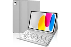 SENGBIRCH Teclado iPad A16 11/10 Generación (2025/2022), Funda Teclado para iPad 10 Gen 10.9"/11 Generación 11 Pulgadas, Español Ñ Bluetooth Magnéticamente con Despetar/Dormir Auto Funda, Gris Claro