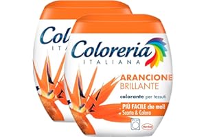 GREY 2x Coloreria Italiana Colorante per Tessuti per Lavatrice Colore Arancione Brillante Ravviva o Cambia il Colore dei Capi - 2 Confezioni Monodose