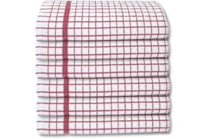 A & B TRADERS - Strofinacci in 100% spugna di cotone, confezione da 6, canovacci da cucina super assorbenti, morbidi al tatto, colore: rosso