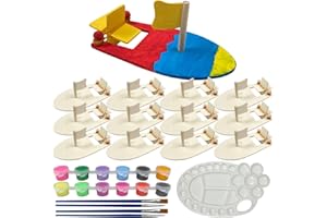 UBEPHANT 12 Pcs Bricolage Bois Voilier Peinture, Créativité Bricolage Voilier Bois, Bois Jouet de Bateau Peinture, Voilier Bois Bricolage Pour Promouvoir la Pensée Créative Chez les Enfants