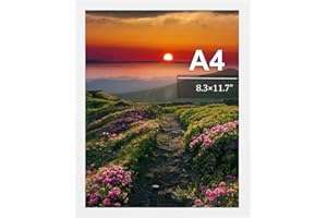 HGKOL A4 Photo Frame, A4 Frame Wooden Picture Frame with Clear Perspex Front, 21cm x 29.7cm Certificate Frame Poster Frame for Table Top and Wall Mounting, White