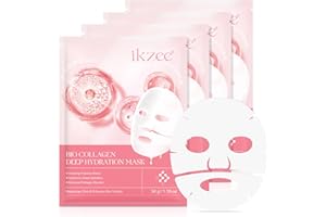 CUZZYDUNJYNN Maschera per collagene, Collagen Face Mask,Bio Collagen Mask Overnigh,per collagene, per lifting, rassodamento e idratazione, per tutte le pelle, 4 pezzi