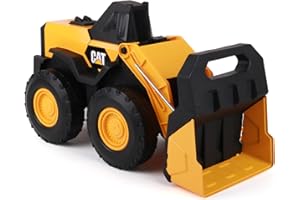 CATERPILLAR CAT Construction Toys, Steel Wheel Loader 16” – Real Steel Body, Working Arm & Bucket, Oversize All-Terrain Wheels, Heavy-Duty Construction Vehicle for Indoor/Outdoor Play, Kids Ages 3 +
