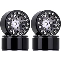 INJORA 1.0 Jantes de Roue RC en métal Beadlock Jantes pour Tous Les Accessoires de Mise à Niveau de Voiture sur chenilles RC à pêne Dormant à l'échelle 1/24 1/18 TRX4M (Noir