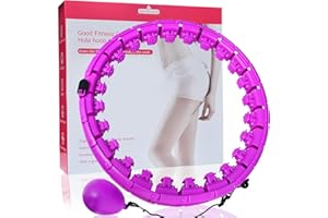 RUNNING BULLS Smart Hula Hoop, Fitness Weighted Hula Hoop for Exercise Adults & Kids Women Weight Loss, Waist Trainer 2 in 1 Abdominal Fitness Hula Hoop, 24 Knots Detachable Non-Falling Weighted Hula Hoop