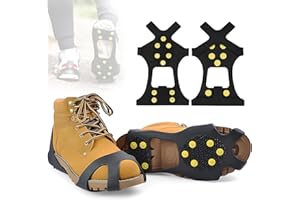 HBSFBH Crampones Antideslizante, 10 Clavos Antideslizantes Zapatos, Crampones Ligeros, Racos de Hielo Tracción, Crampones Nieve Hielo, Nieve Hielo Grips, para Tracción en Hielo Nieve y Deportes