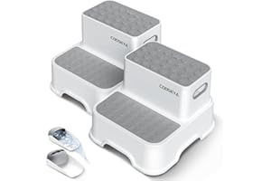 COOSEYA Sgabello Bambini Scaletta 2 Gradini, Sgabello Bagno Bambini Lavabo, Sgabello per Bambini Antiscivolo per Bagno, Sgabello per WC Multifunzionale per Bambini, Scaletta Bambini (Confezione da 2)