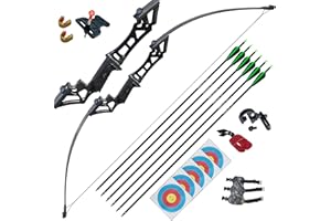 D&Q Tiro con l'arco Takedown Arco ricurvo e frecce Set per adulti Arco da caccia con arco lungo Mano destra per principianti Pratica tiro al bersaglio 30lbs 40lbs