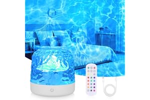 360° Vattenvågprojektor Nattlampa Med 16 RGB-Färger. Justerbar Ljusstyrka Och Våghastighet, Styrbar Med Touch Och Fjärrkontroll. USB-Laddad Dekorlampa Till Sovrum, Spelrum & Presenter