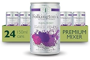 Folkington's Tonic Water, Earl Grey, 24 Cans, Mix with Gin Botanicals, Artisan Botanical Mixer, Fridge Pack 3 x 8 x 150ml (24 Cans Total)