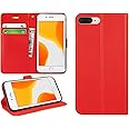 DN-Technology iPhone 7 Plus Case, iPhone 8 Plus Case, Flip Folio PU Leather Book Phone Cover, Wallet Stand Feature Magnetic Closure ID Card Holder Slots, For iPhone 7+/8+ Cover (RED)